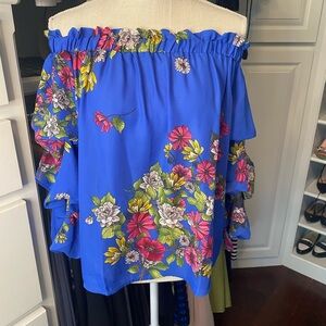 Sweet Rain Floral Off the Shoulder with Ruffled Sleeve.  NWT. Size S